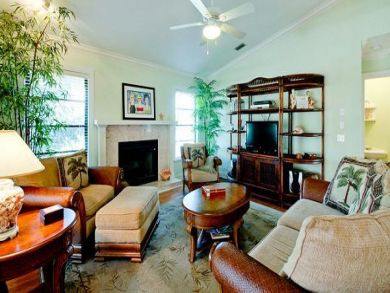 Fireplace & flat screen TV in living area